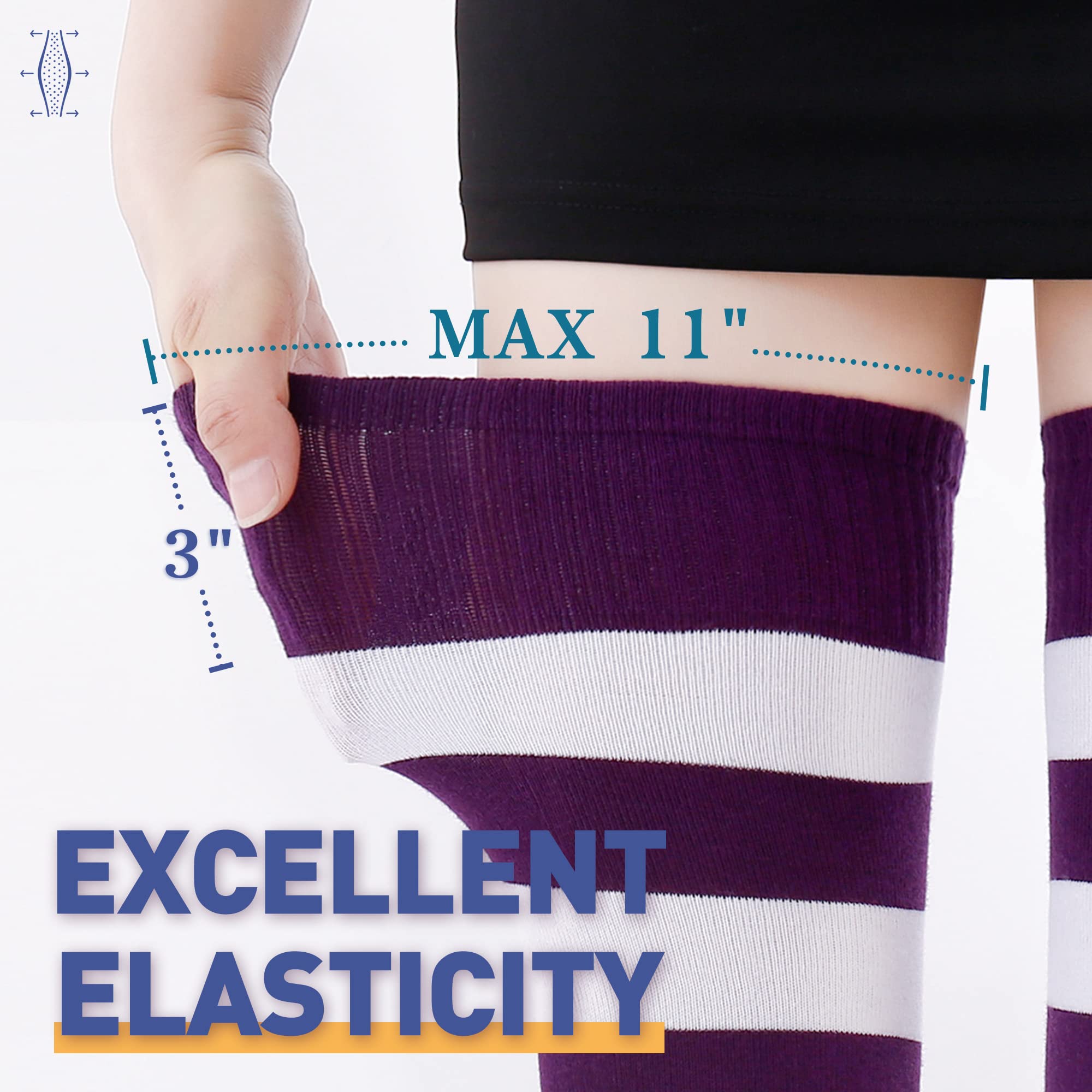 Kayhoma Extra Long Cotton Stripe Thigh High Socks Over the Knee High Socks