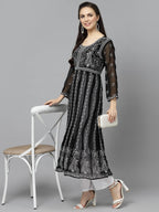 Yashika Women'S Chanderi Women Chikankari Long Sleeve Embroidered Anarkali Nayra Kurta(Ys-K1112)