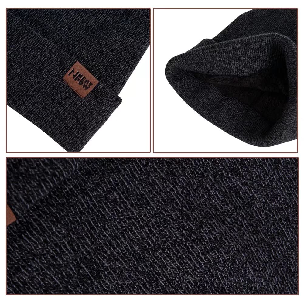 Winter 1-3 PCS Beanie Hat Gloves Scarf for Men and Women, Knit Thick Fleece Lined Warm Touchscreen Gloves Beanie Infitiny Scarf