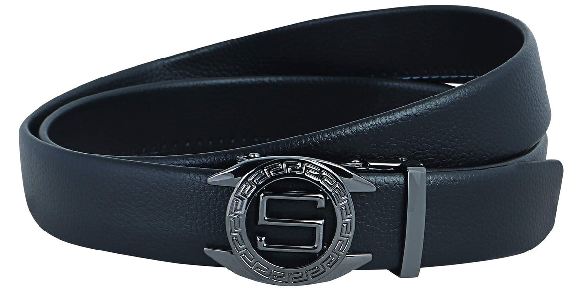 Zacharias MenS Faux Leather Auto Lock Belt S Buckle (Black Buckle)