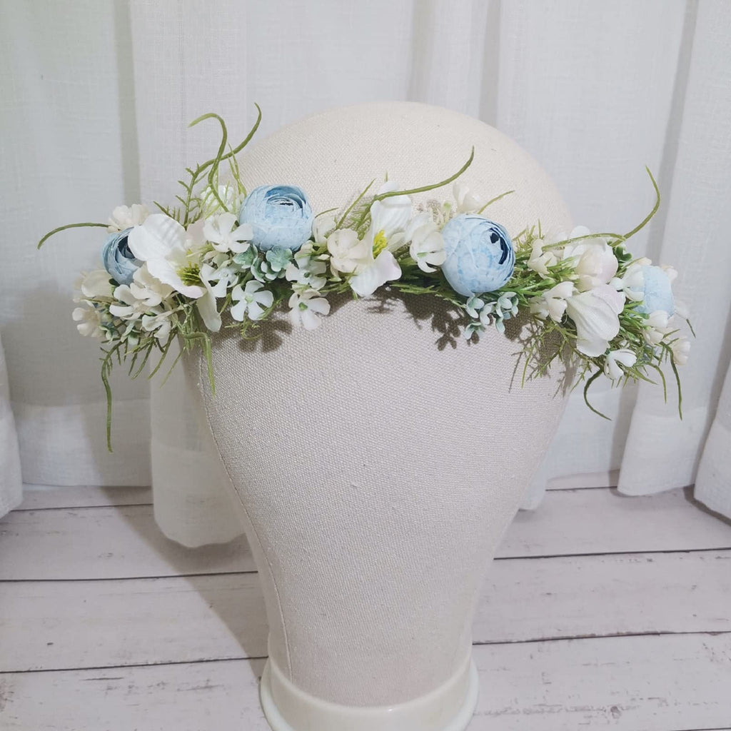 Floral Fall Camellia Flower Crown Rose Headpiece Wedding Bridal Flower Girl Halo Maternity Photo Props FL-03 (Ivory)