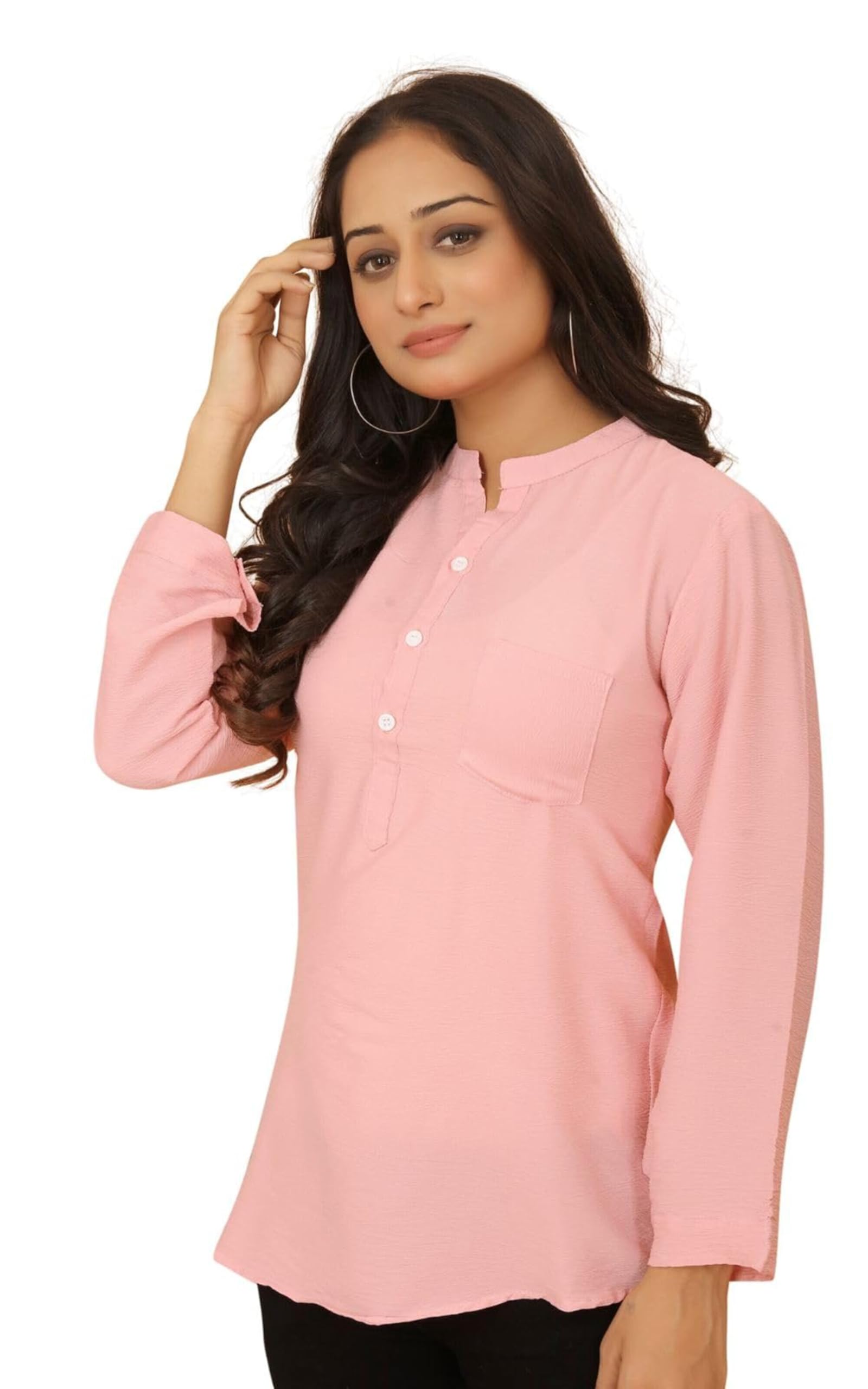 Kesudi Women Solid Tunic Top - Jeans Top - Fully Stitched Full Sleeve - Solid Color - Regular Fit - Office Wear Festival - Tunic