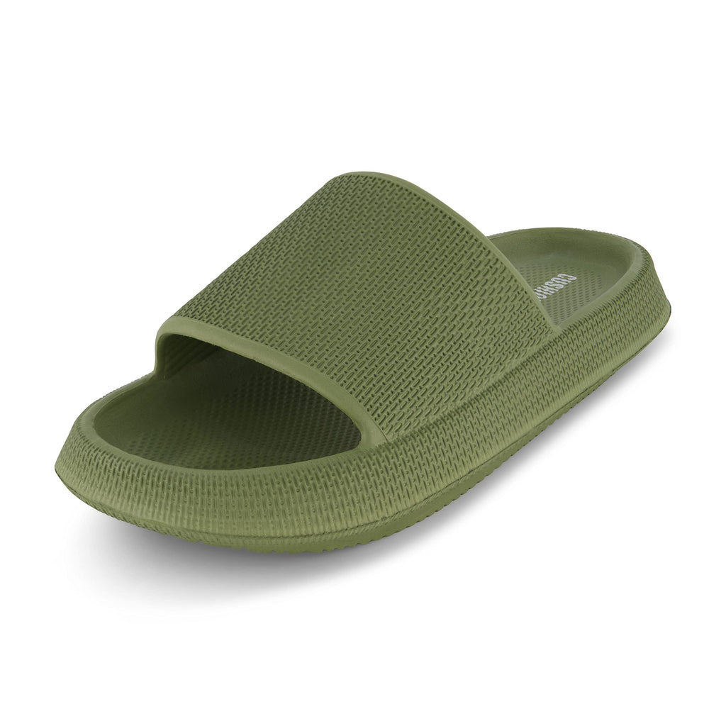 CUSHIONAIRE Men's Feather pool slide with +Comfort, Green 11