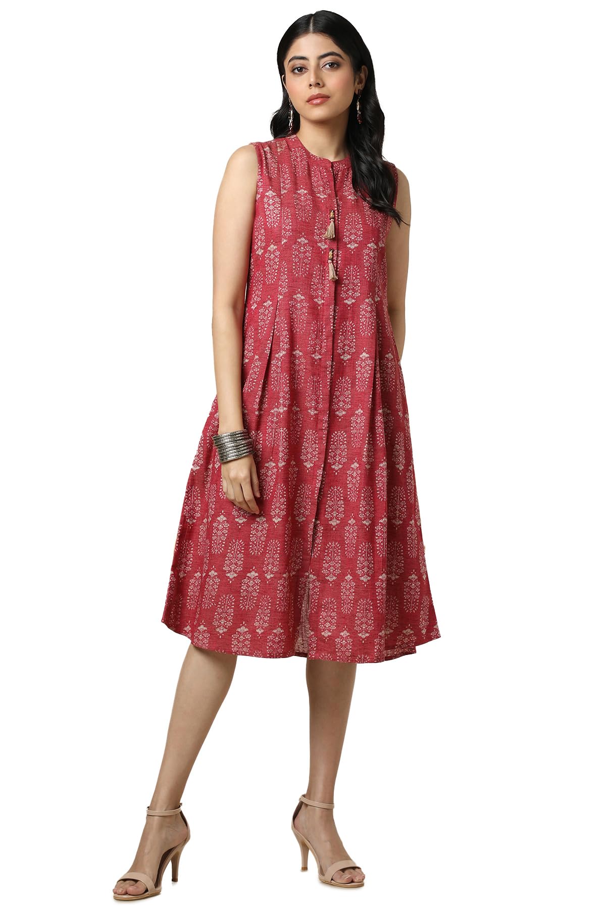 Soch Women Cotton Blend Floral Print Dress with Tassels