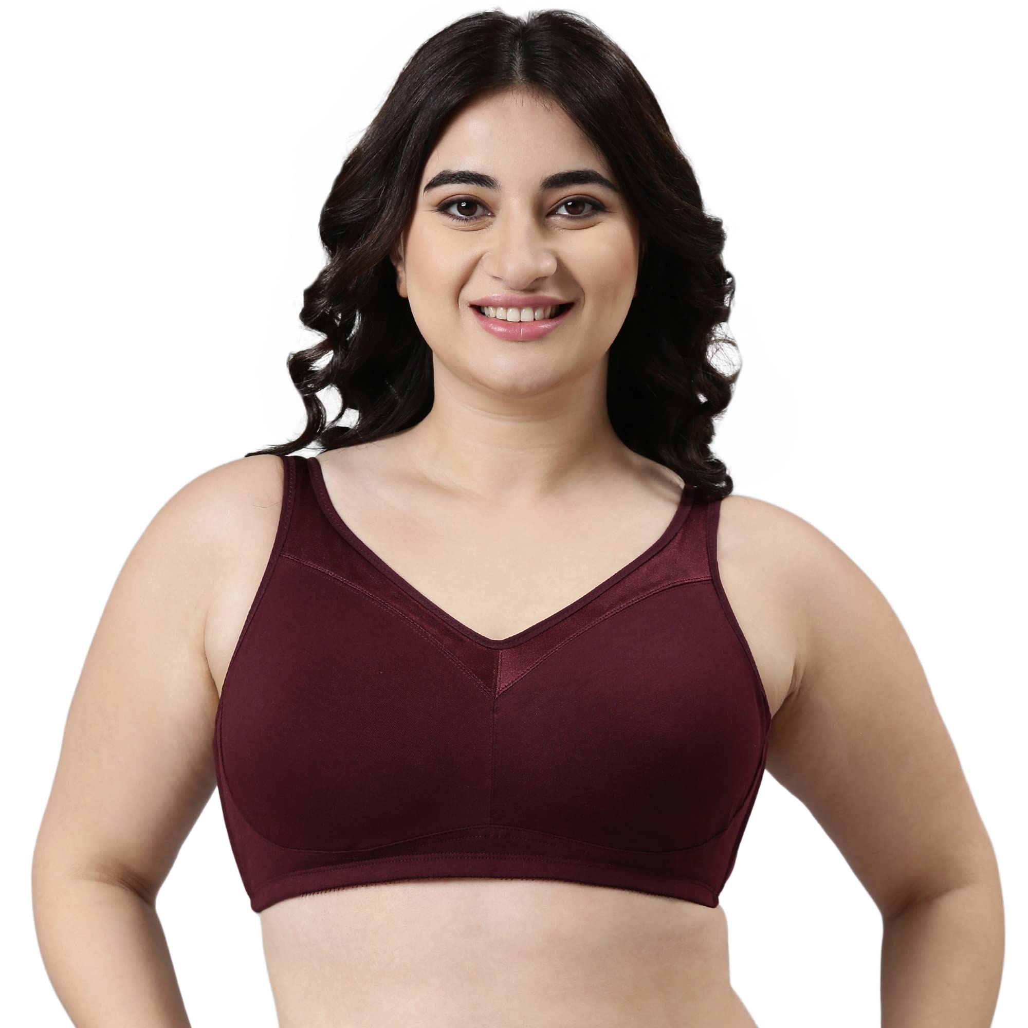 Enamor A112 Full Support Minimizer Cotton Bra For Women Non-Padded, Non-Wired & Full Coverage With Seamless Cup(A112-Grapewine-4