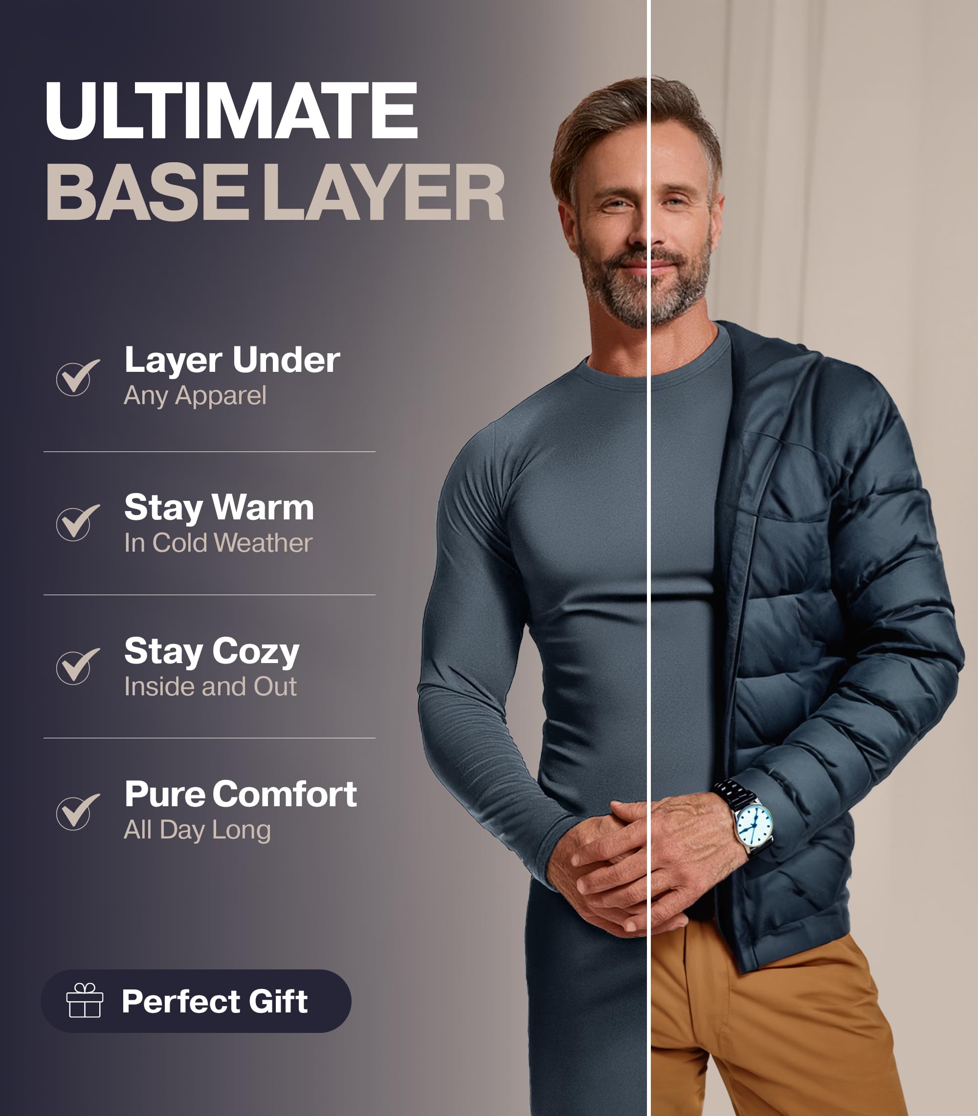 Thermajohn Long Johns Thermal Underwear for Men Fleece Lined Base Layer Set for Cold Weather (X-Large, Black)