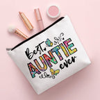 BiuNiuring Aunt Gift, Best Aunt Ever Gift, Mother's Day Gift for Aunt Auntie, Makeup Bag