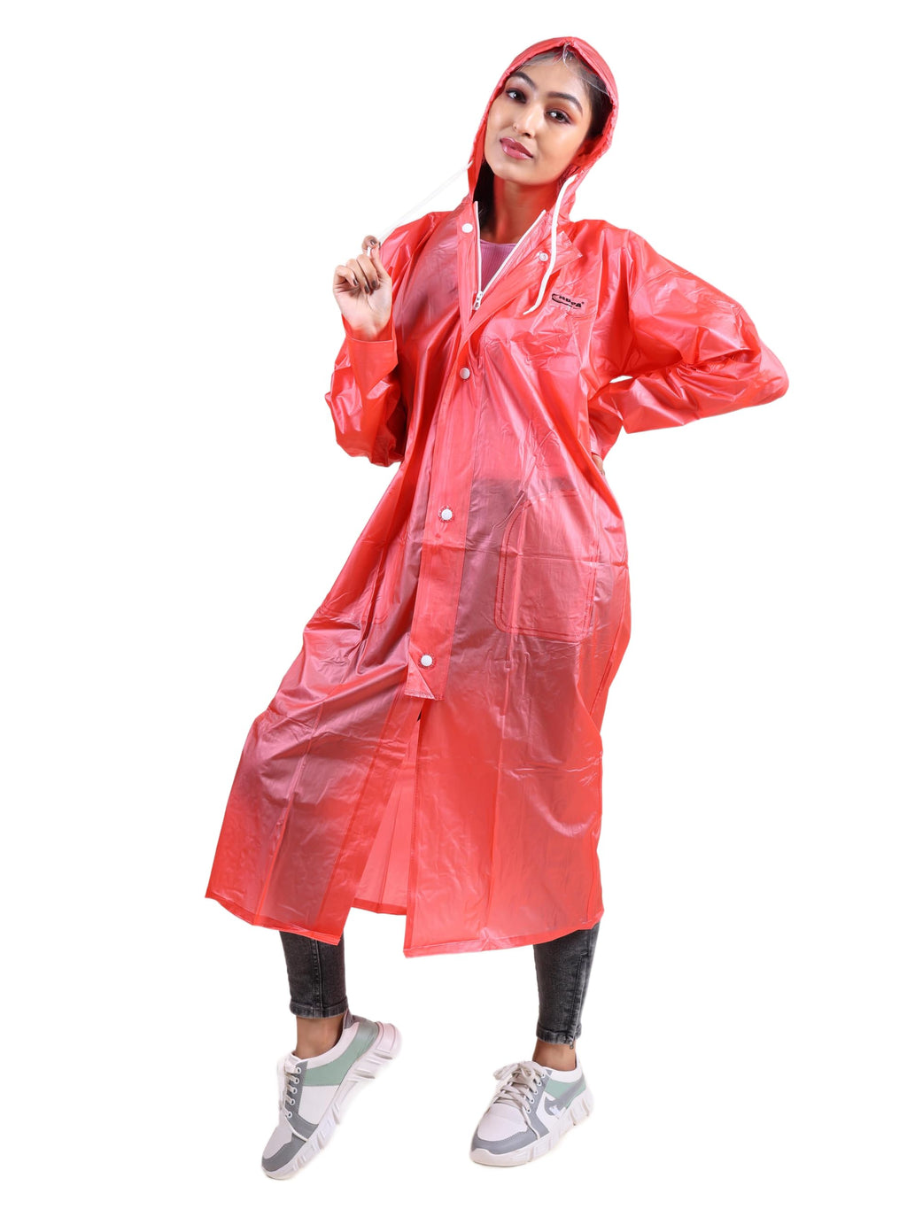 RUPA Rainsuit Women Waterproof PVC Raincoat with Hood & Carry Bag | Lightweight Rainwear for Women with Front Zip | Solid Color 