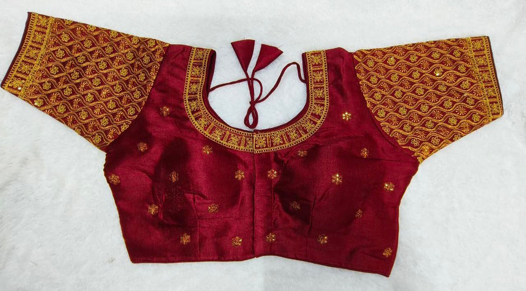 Pujia Mills WomenS Readymade Blouse Embroidery Multi Coding Gold Thread Indian Ethnic Designer Stitched Half Sleeve WomenS Rea