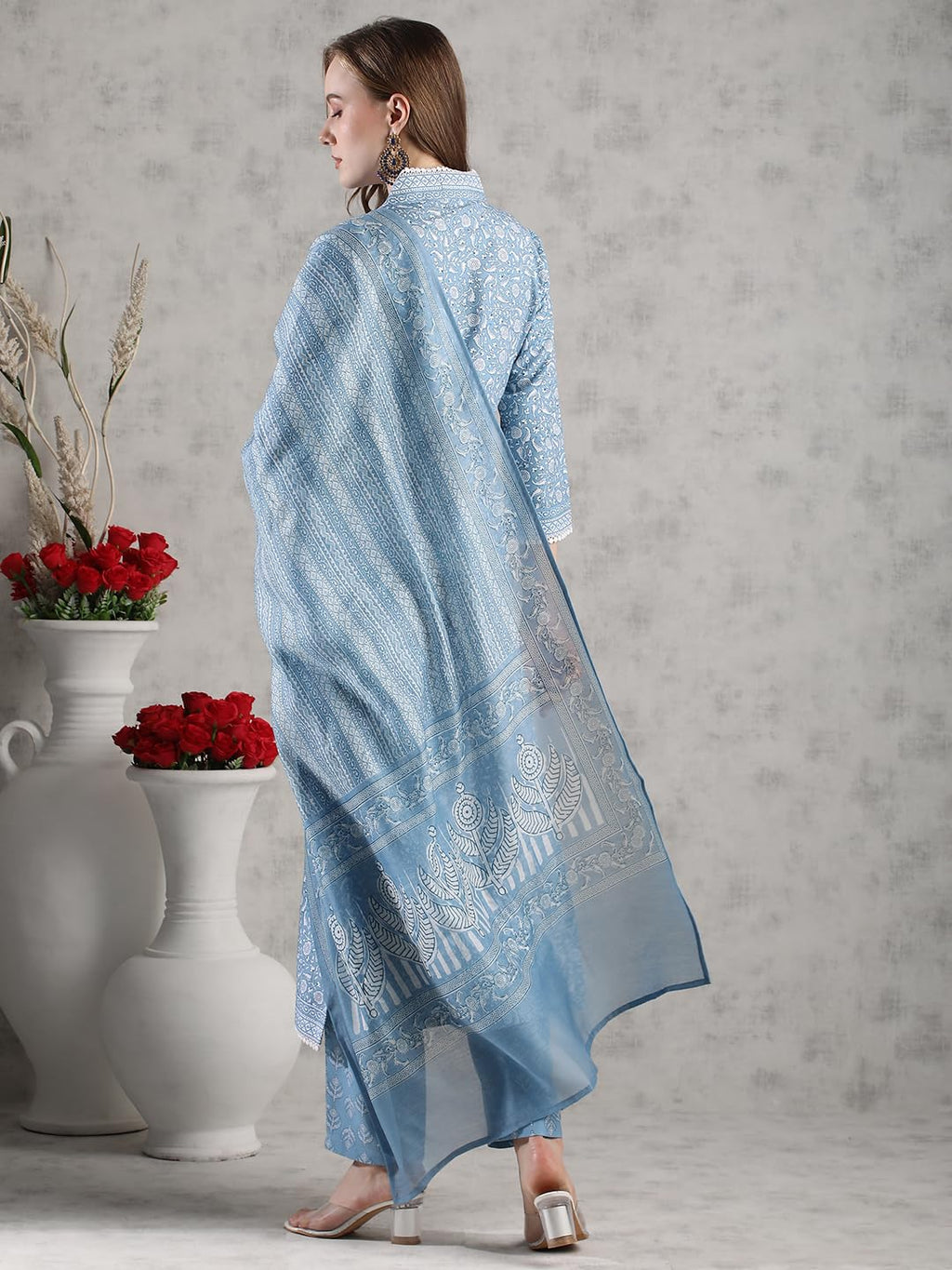 ANNI DESIGNER Womens Rayon Blend Straight Printed Kurta with Pant & Dupatta (SONEVA BLUE-VKS02_4XL_Blue_XXXX-Large)
