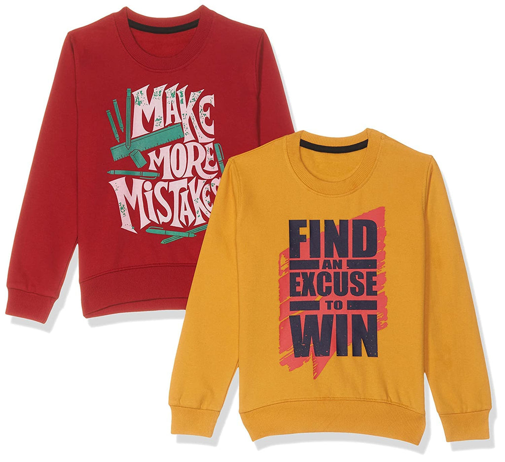 T2F Boys Cotton Printed Round Neck Sweatshirt (Pack of 2)