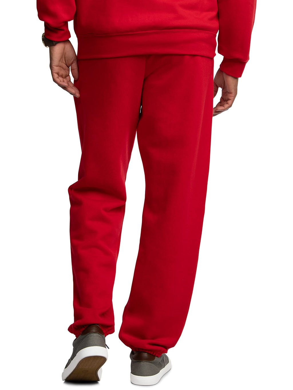 Fruit of the Loom Men's Eversoft Fleece Elastic Bottom Sweatpants with Pockets, Relaxed Fit, Moisture Wicking, Breathable, Red,