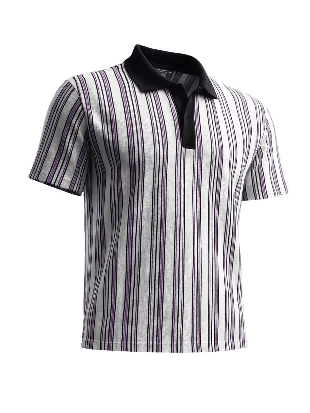 The Indian Garage Co Mens Boxy Fit Half Sleeves Vertical Striped Polo T-Shirt