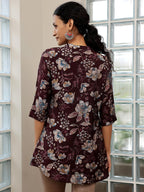 Libas WomenS Silk Blend Printed Straight Kurtis (58161O_Wine