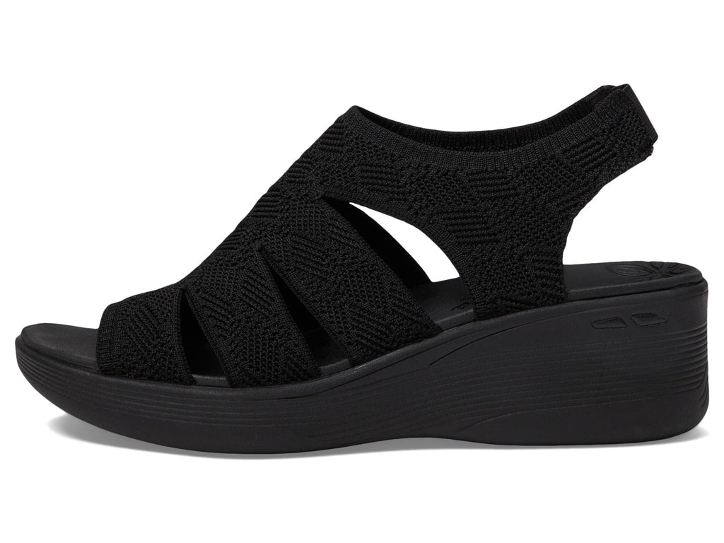Skechers Women's PIER-LITE-Memory Maker Wedge Sandal, Black/Black, 9