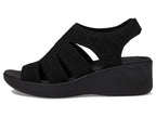 Skechers Women's PIER-LITE-Memory Maker Wedge Sandal, Black/Black, 9