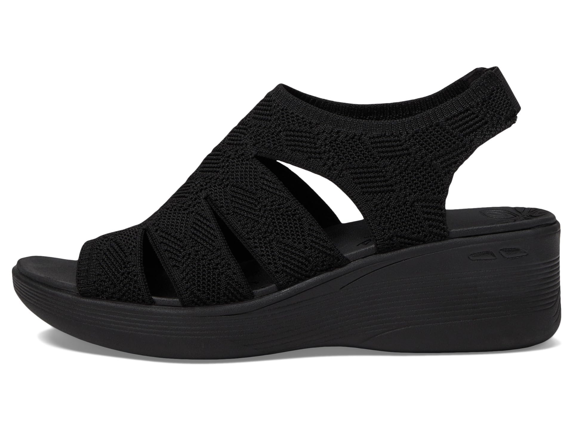 Skechers Women's PIER-LITE-Memory Maker Wedge Sandal, Black/Black, 9