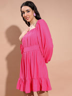 Ketch WomenS Polyester Fit And Flare Mini Dress (Khj6000589_Pink