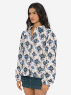 The Souled Store Ikat Twist Women and Girls Long Sleeves Collared Neck Button Front Multicolor All Over Printed Cotton Boyfriend