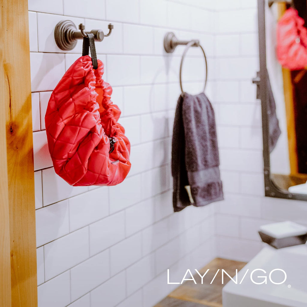 Lay-n-Go Cosmo Deluxe Drawstring Cosmetic Pouch & Makeup Bag Organizer, Toiletry Bag for Travel, Gifts, and Daily Use, 22 inch