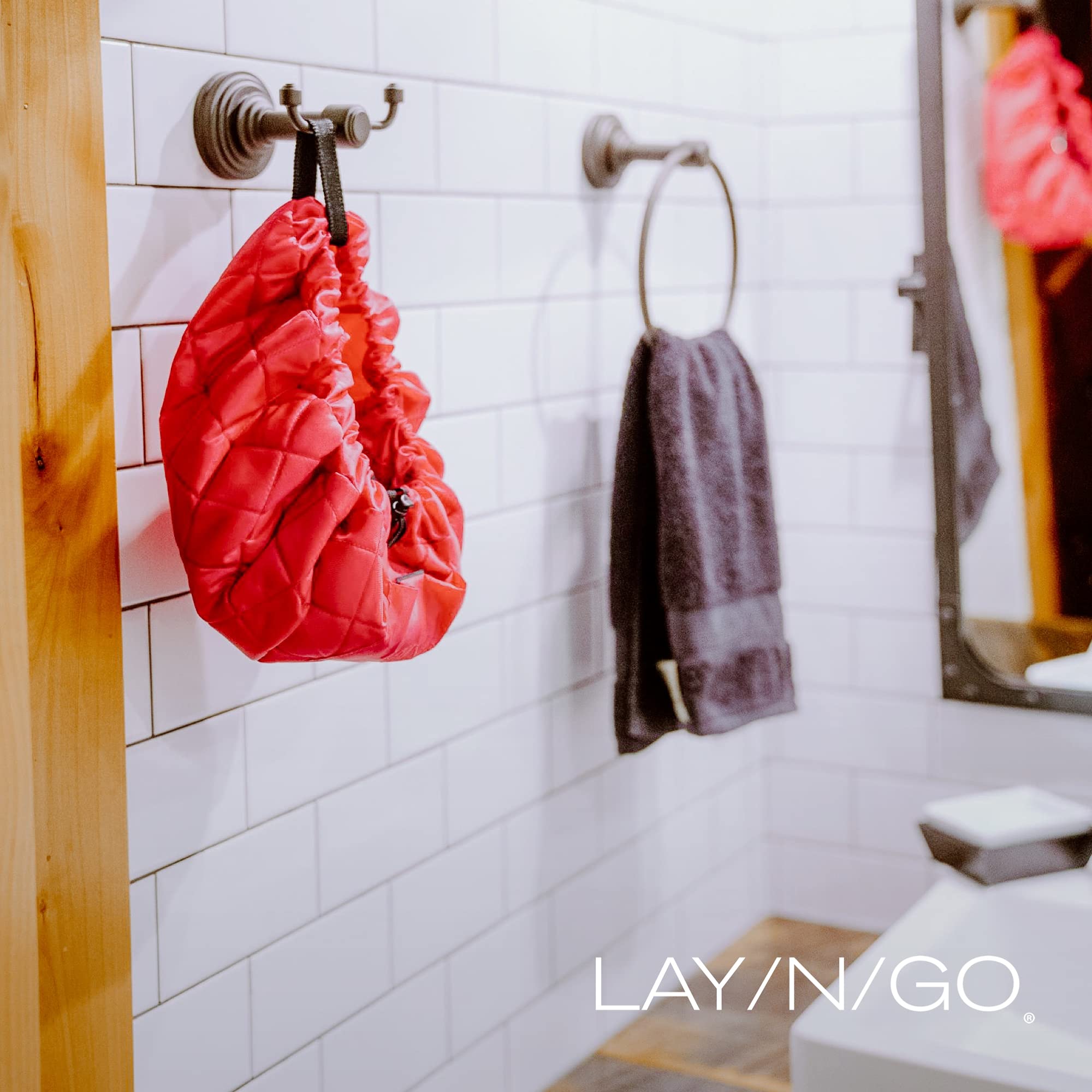 Lay-n-Go Cosmo Deluxe Drawstring Cosmetic Pouch & Makeup Bag Organizer, Toiletry Bag for Travel, Gifts, and Daily Use, 22 inch