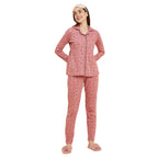 Sweet Dreams Women Printed Full Sleeves Pyjama Set Dusty Rose