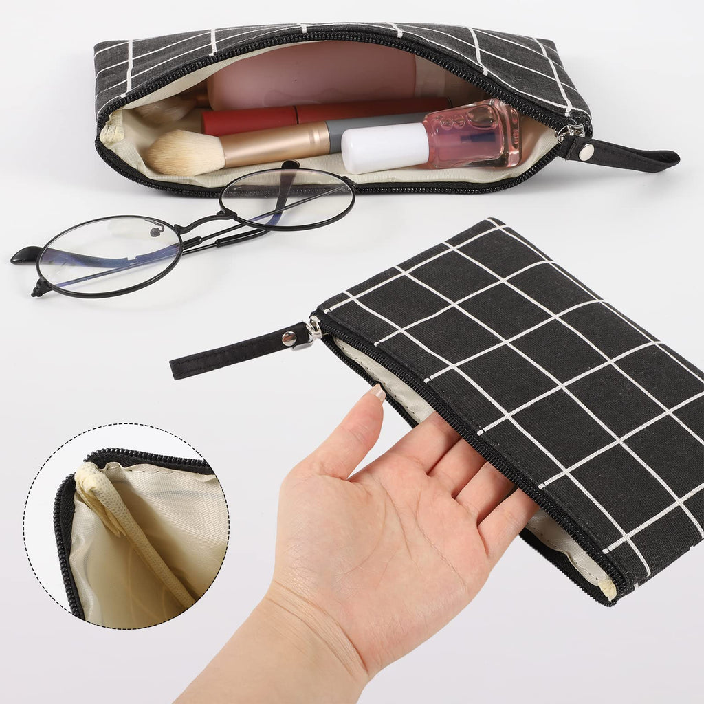 SUMAJU 2 Pcs Small Cosmetic Bag, Multi-Function Canvas Cosmetic Pouch Small Zipper Pouch Makeup Bag Purse Pouches Cute Makeup Po