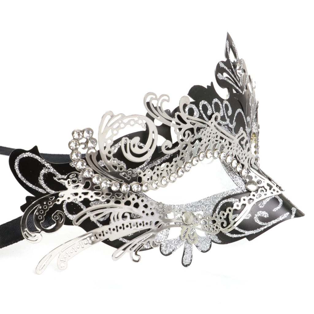 Couple Masquerade Metal Masks Venetian Halloween Costume Mask Mardi Gras Mask Cosplay Party Costume Ball Wedding Party Mask (Bla