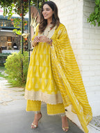 Libas WomenS Pure Cotton Kurta Sets (34252_Mustard