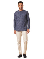 Manyavar MenS Short Kurta, Full Sleeves Mandarin Collar Ethnic Waist Length Kurta Only, Kurta For Festival, Wedding, Blended Co