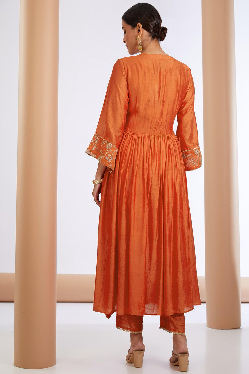 ANNI DESIGNER Womens Rayon Blend Anarkali Embroidered Kurta with Pant & Dupatta (KANAKAM Orange_4XL_Orange_XXXX-Large)
