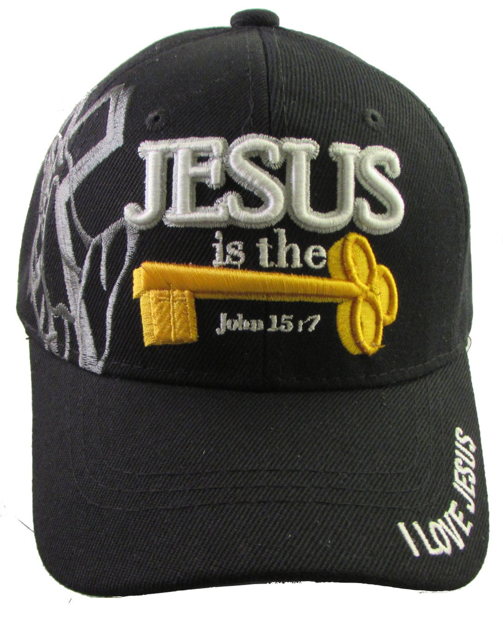 Youth Kid's Religious - I Love Jesus, Christian Baseball Cap Style Hat (Jesus is Key - Black)