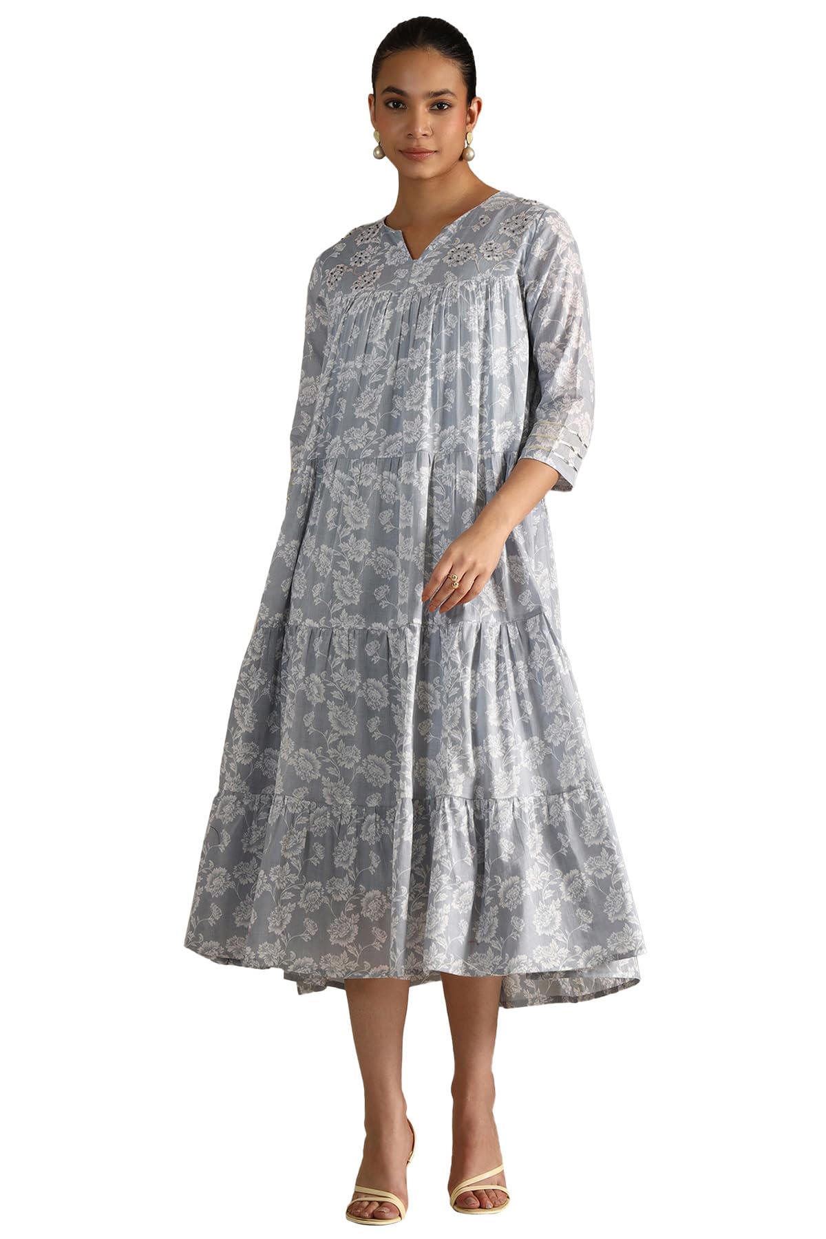Soch Women Cotton Floral Print Dress with Sequins