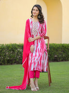 ANNI DESIGNER Women s Kurta Rayon Blend Pants with Dupatta, Pink, Medium