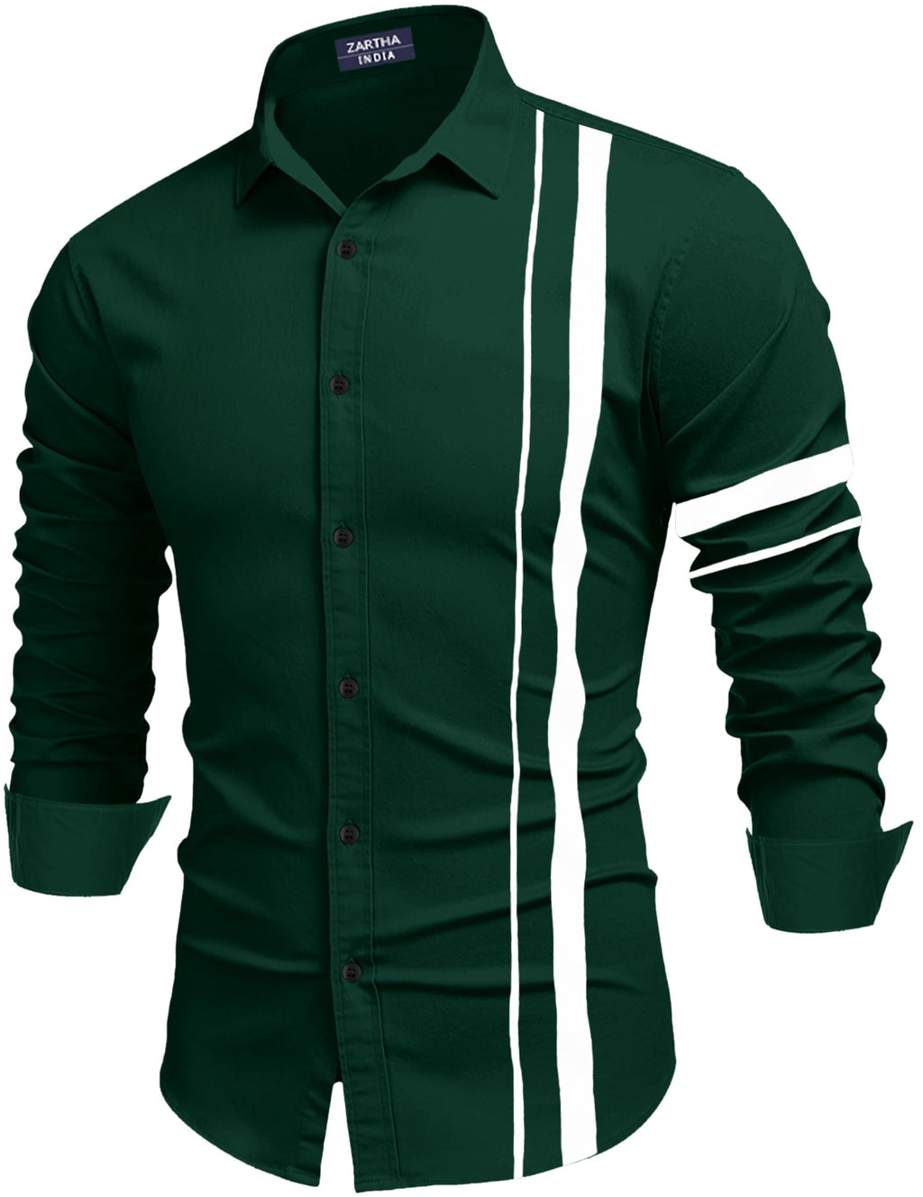 Bellstone Mens Solid Regular Fit Shirt (B-8200_Dark Green