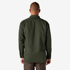 Dickies mens Long-sleeve work utility button down shirts, Olive green, Small US