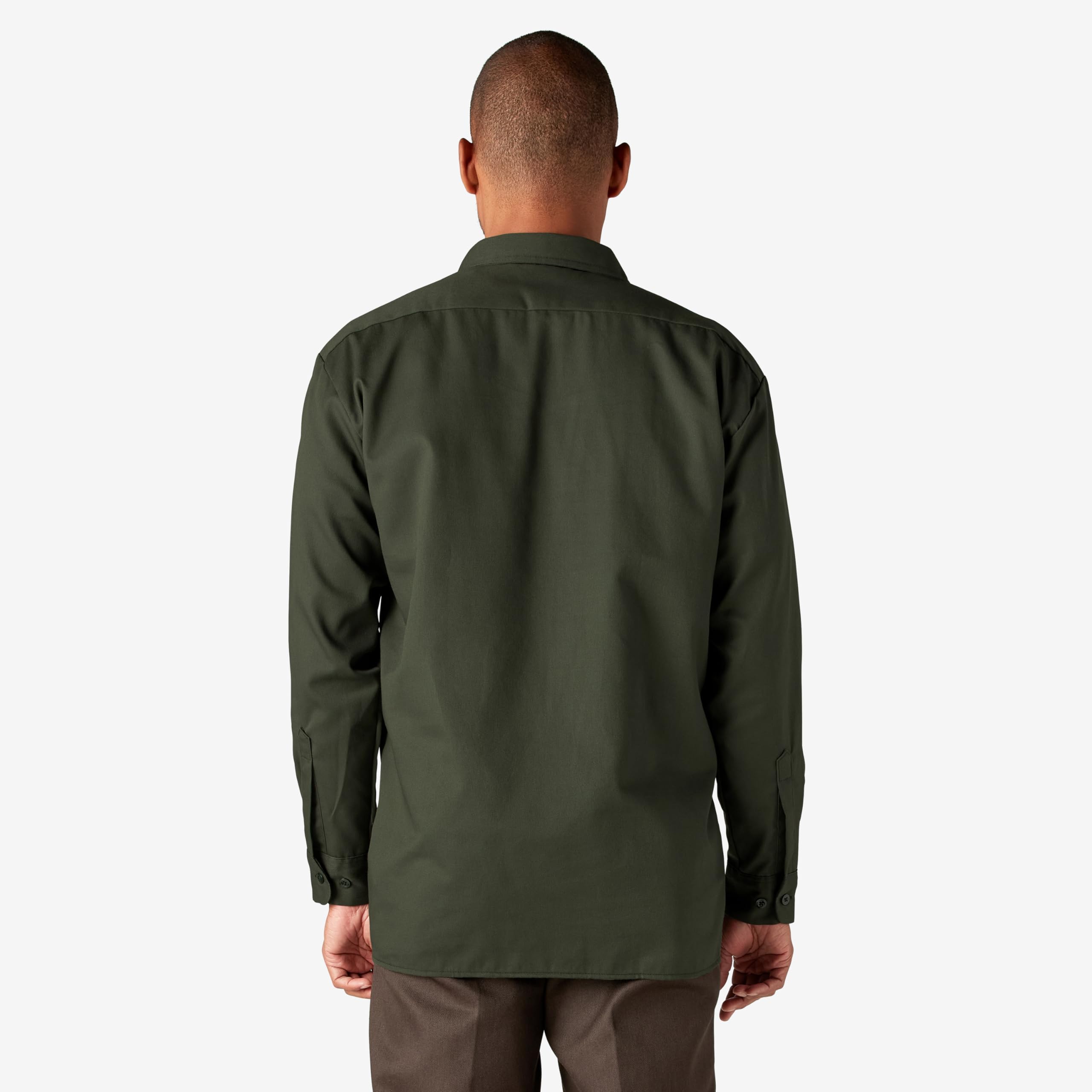 Dickies mens Long-sleeve work utility button down shirts, Olive green, Small US