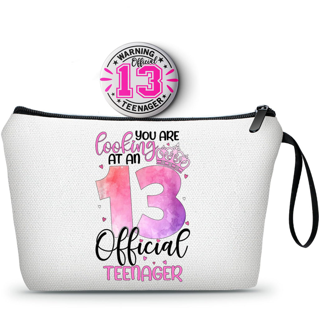 13 Year Old Girl Birthday Gifts, Gifts for 13 Year Old Girls, Teen Girl Birthday Gifts, Makeup Bag with Compact Mirror, Birthday
