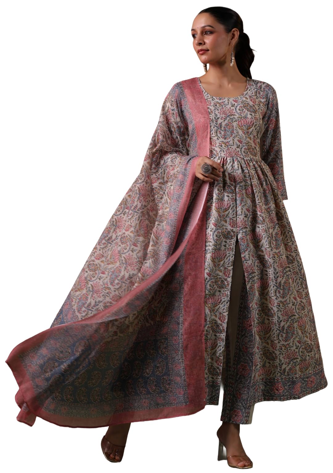 ANNI Designer Womens Rayon Viscose Printed A-Line Kurta with Pant & Dupatta (HANITHRA WHITE-VKS01_XXL_White_XX-Large)