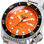 SEIKO SRPD59 Automatic Watch for Men - 5 Sports - Orange Sunray Dial, Day/Date Calendar, LumiBrite Hands & Markers, and Rotating