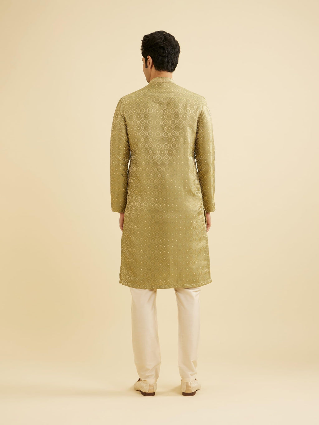 Manyavar MenS Brocade Self Design Kurta Set (Green,Xxl)