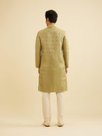 Manyavar MenS Brocade Self Design Kurta Set (Green,Xxl)