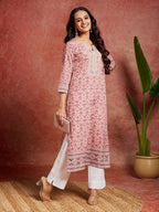 Libas WomenS Crepe Printed Straight Kurta (26535_Pink