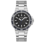 GUESS Men's Sport Diver-Inspired 44mm Watch - Black Dial Silver-Tone Stainless Steel Case & Bracelet