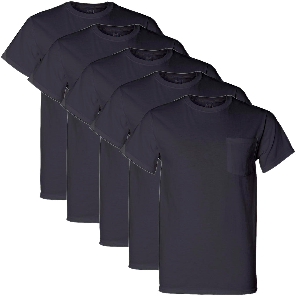 Fruit of the Loom Men's Dual Defense Pocket T Shirts, Black Medium