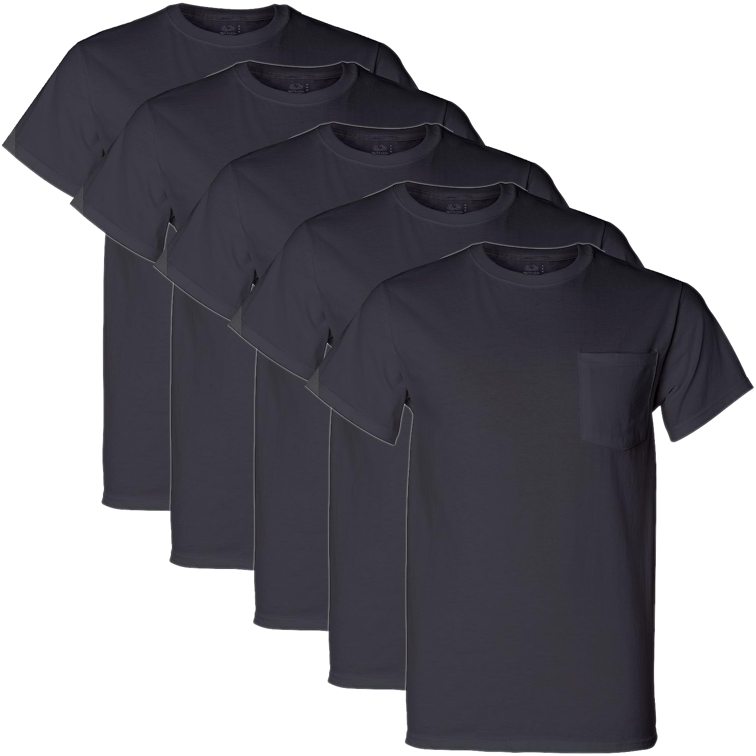 Fruit of the Loom Men's Dual Defense Pocket T Shirts, Black Medium