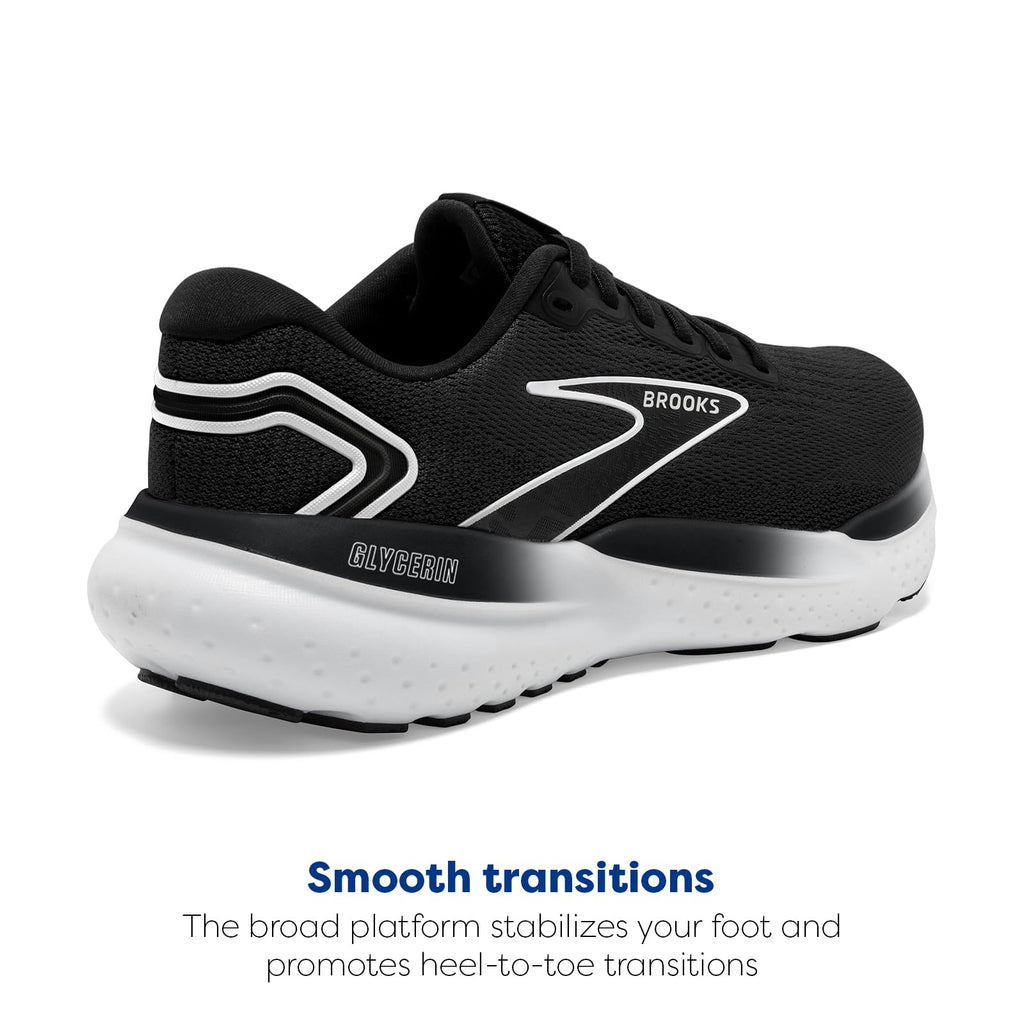 Brooks Mens Glycerin 21 Neutral Running Shoe - Black/Grey/White - 12 Medium