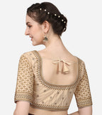 Pujia Mills WomenS Cobra Silk Embroidery Coding Stone Work Half Sleeve Saree Blouse