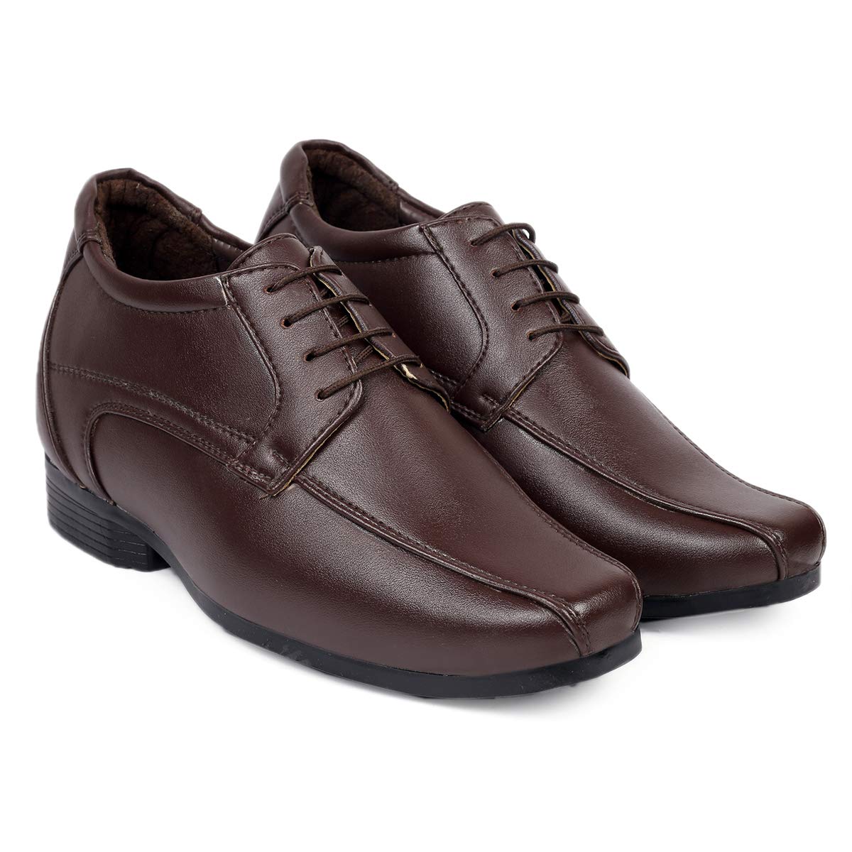 Mens 3 Inch Hidden Height Increasing Synthetic Material Casual Brown Formal LaceUp Shoes. 5 UK 5