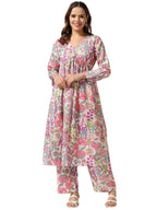 OM SAI LATEST CREATION Cotton Alia Cut Kurta Set for Women | Kurta Set for Women Alia Cut |Ethnic Co Ord Set for Women | (Large,